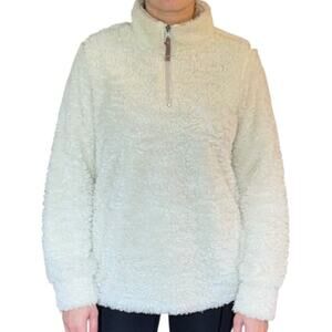 Weatherproof Sherpa Sweatshirt Cream 1/4 Zip Pullover Long Sleeve Size Small